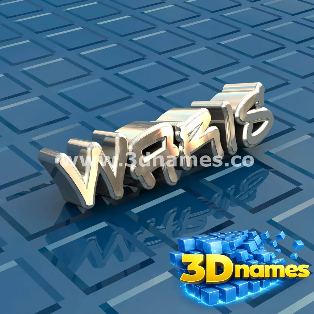 waris in Blue Bling style - 3D name wallpaper