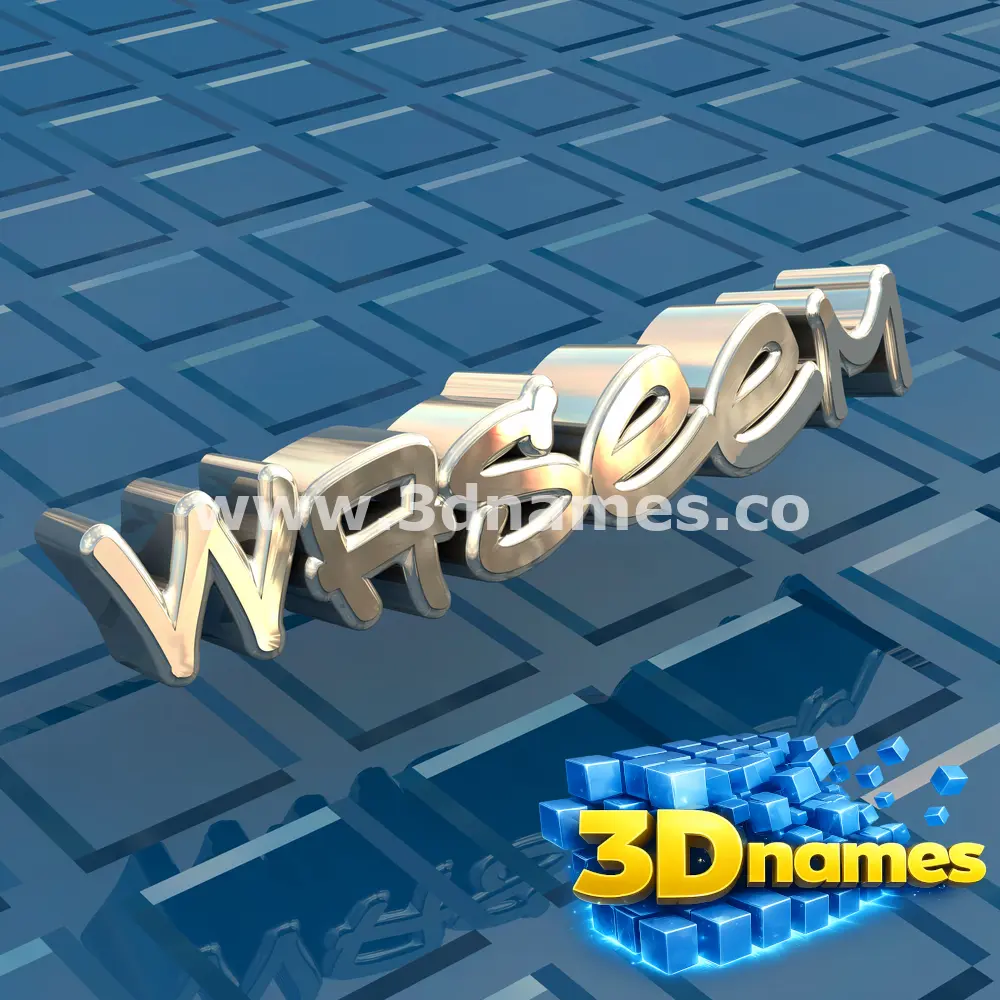 waseem in Blue Bling style - 3D name wallpaper