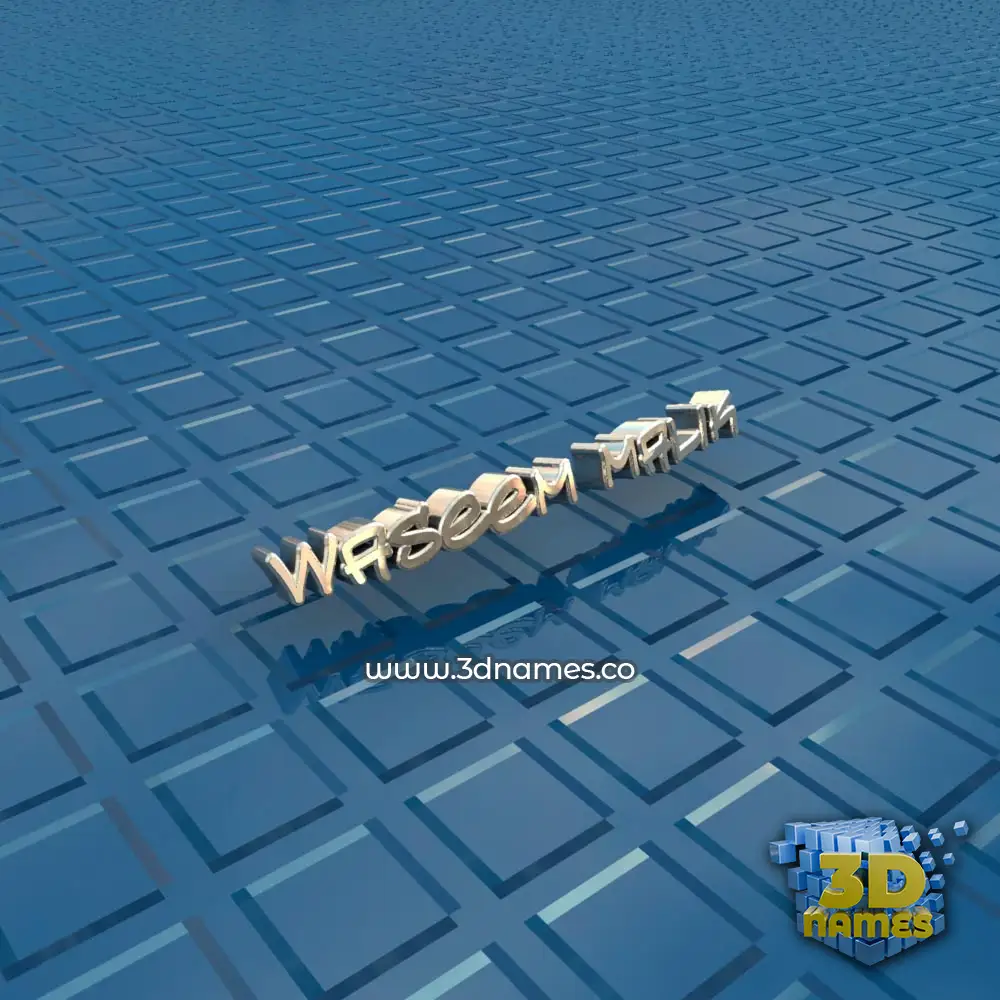 waseem malik in Blue Bling style - 3D name wallpaper
