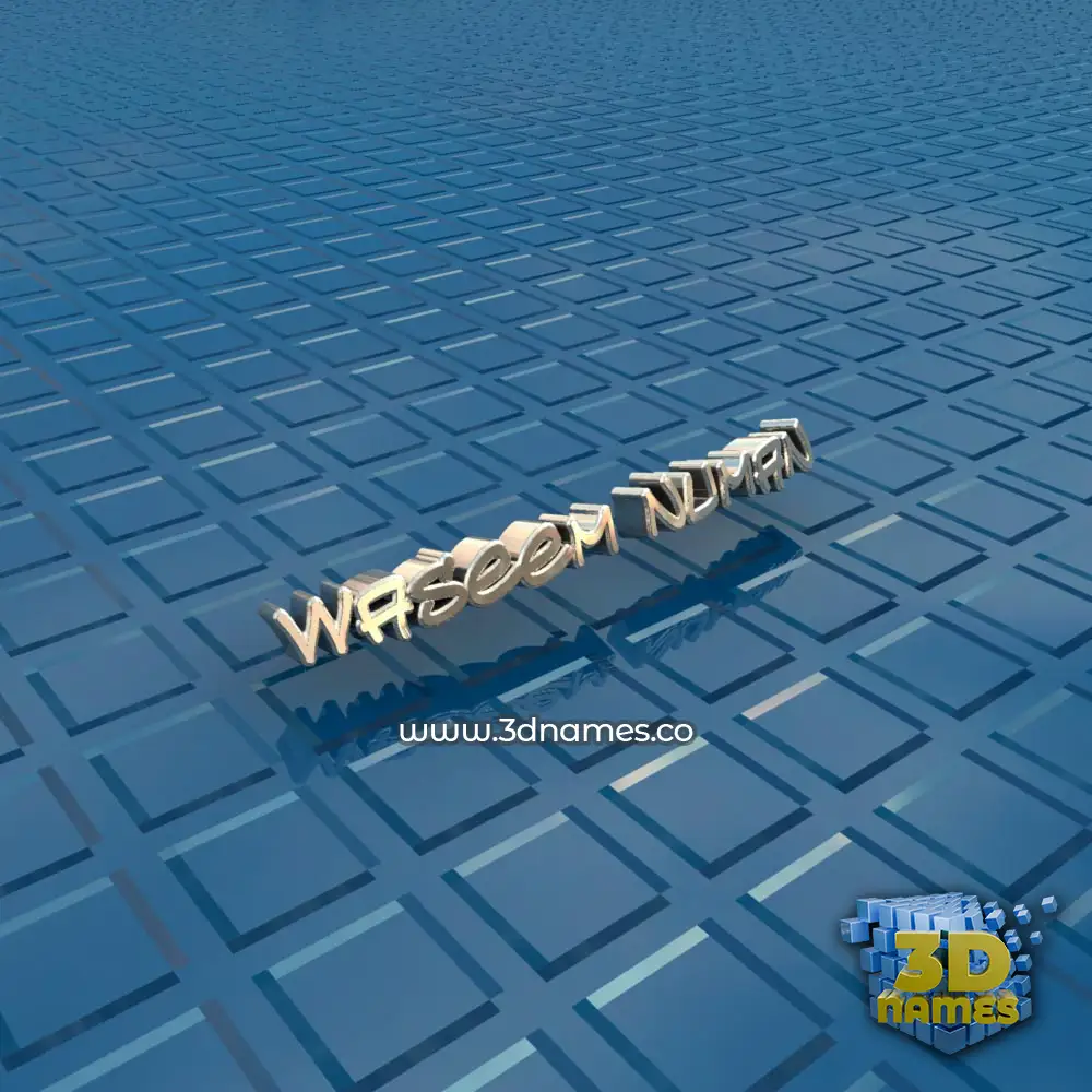 waseem numan in Blue Bling style - 3D name wallpaper