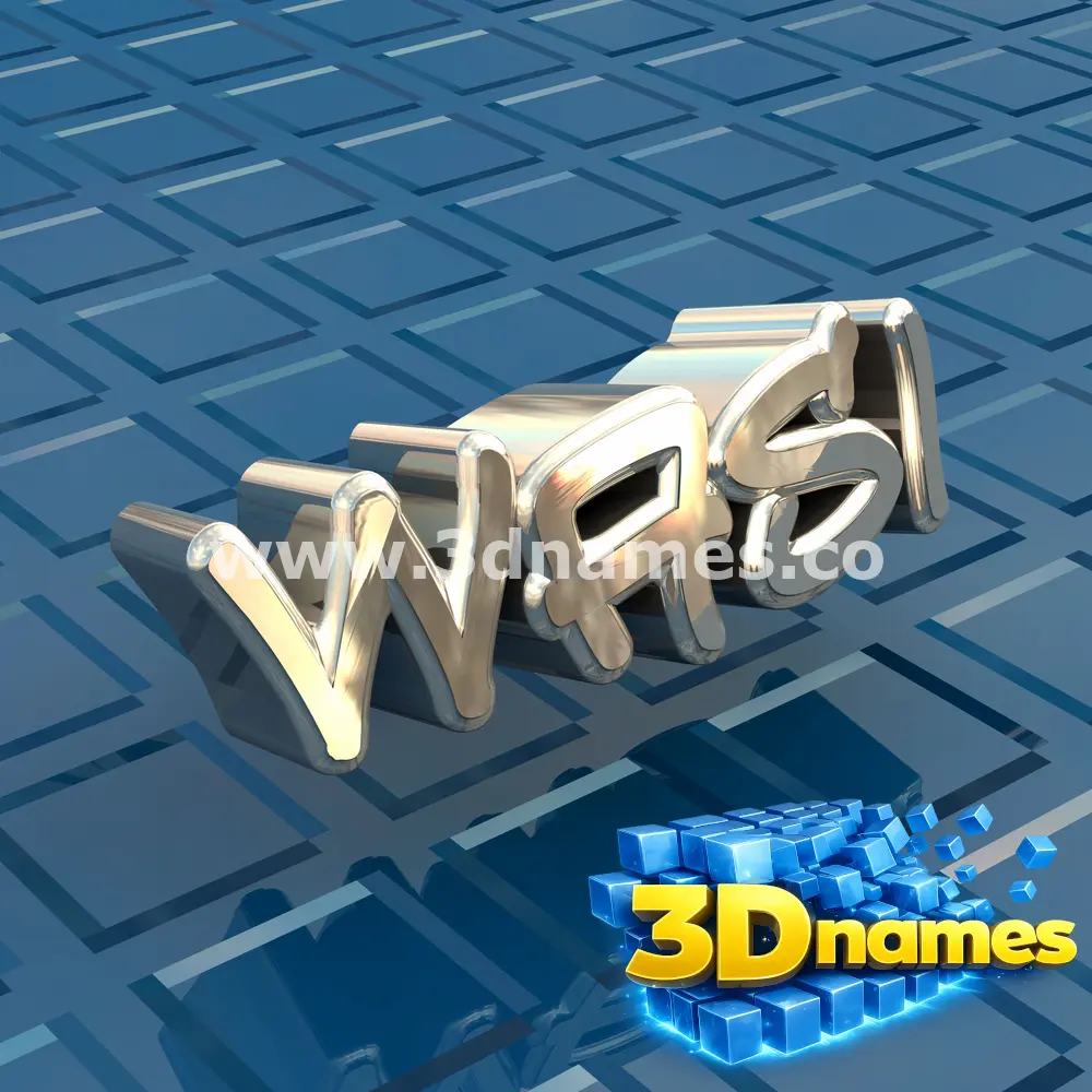 wasi in Blue Bling style - 3D name wallpaper