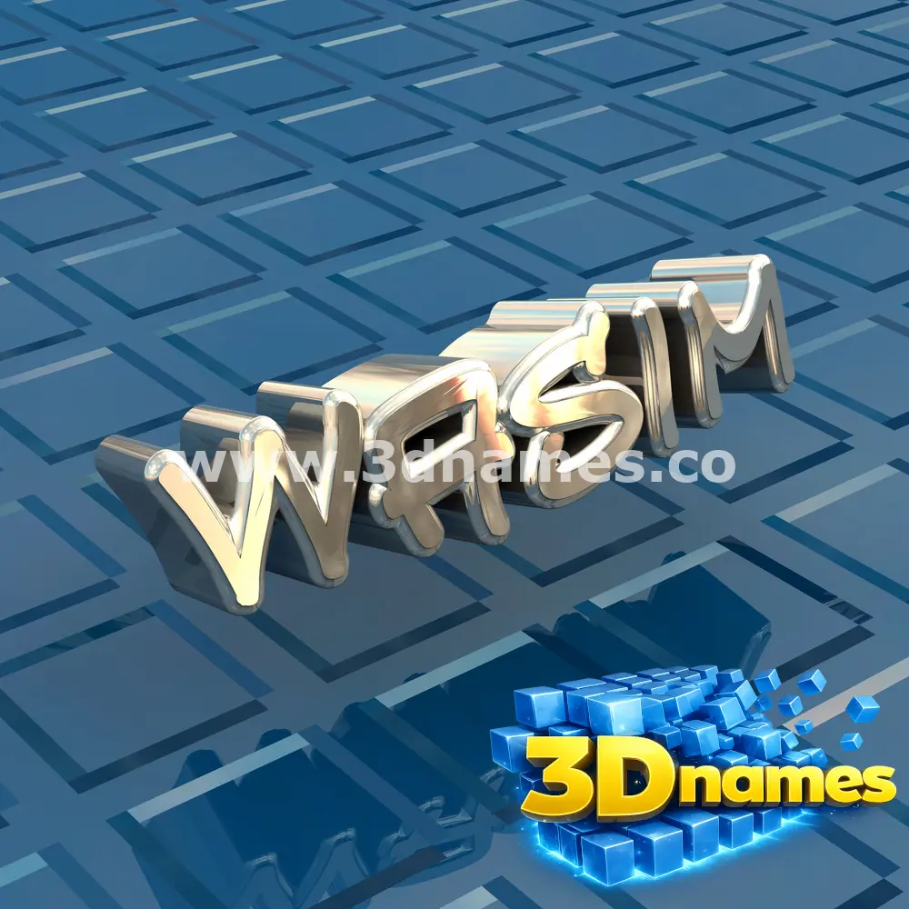 wasim in Blue Bling style - 3D name wallpaper