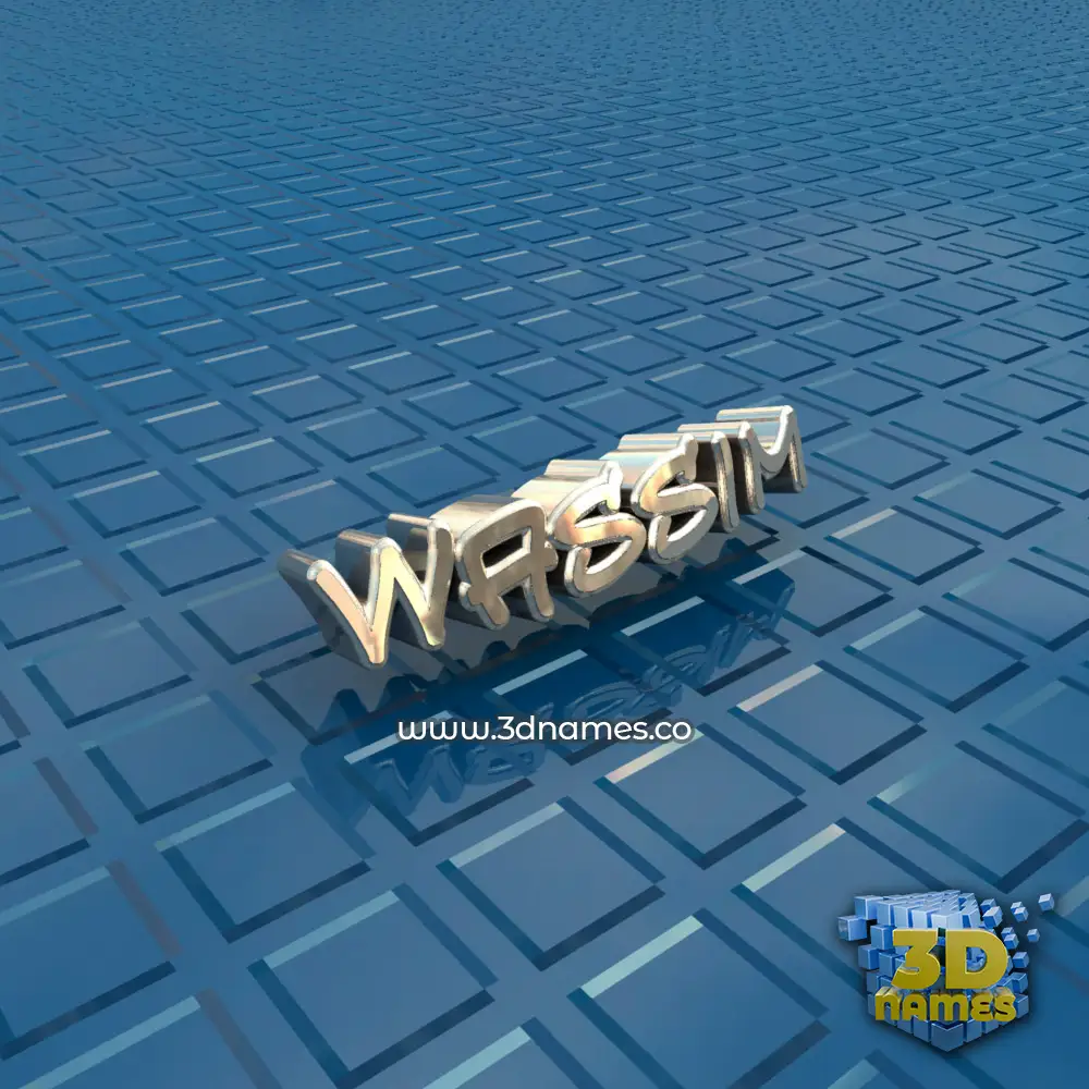 wassim in Blue Bling style - 3D name wallpaper