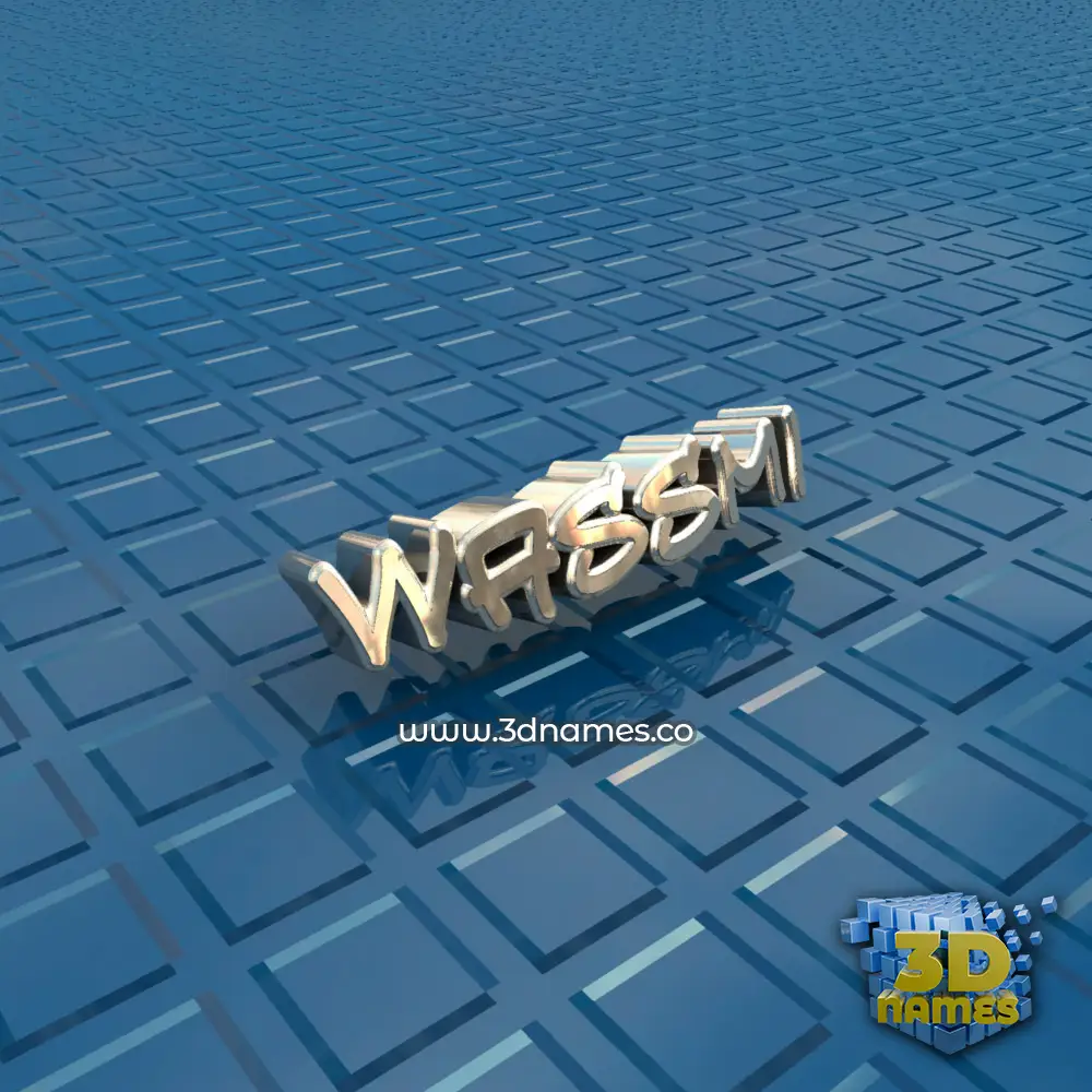 wassmi in Blue Bling style - 3D name wallpaper