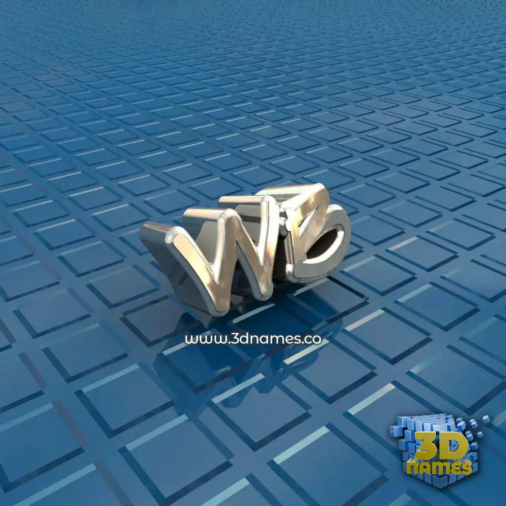 wb in Blue Bling style - 3D name wallpaper