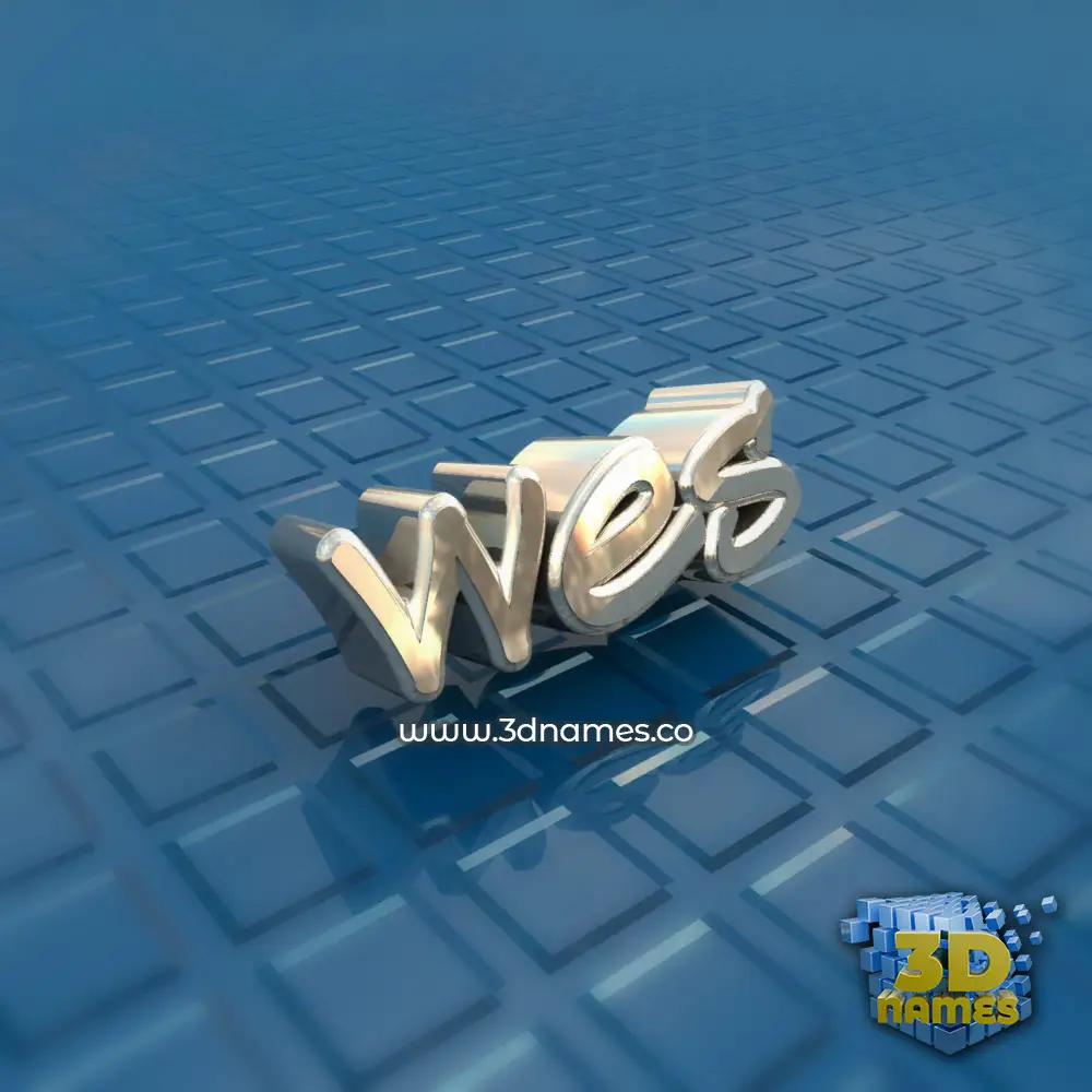 wes in Blue Bling style - 3D name wallpaper