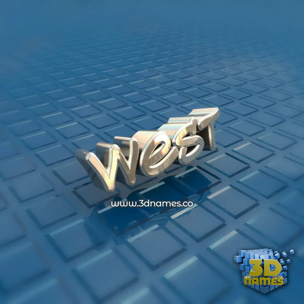west in Blue Bling style - 3D name wallpaper