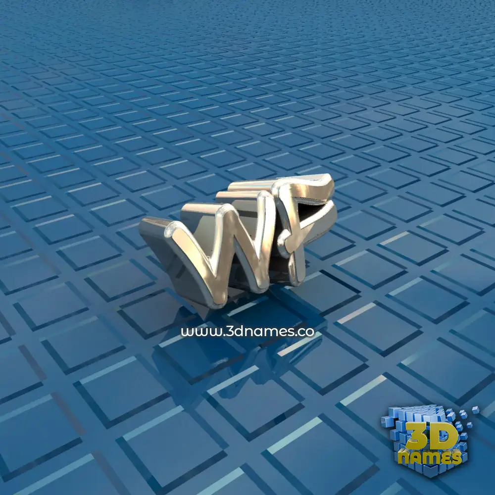 wf in Blue Bling style - 3D name wallpaper