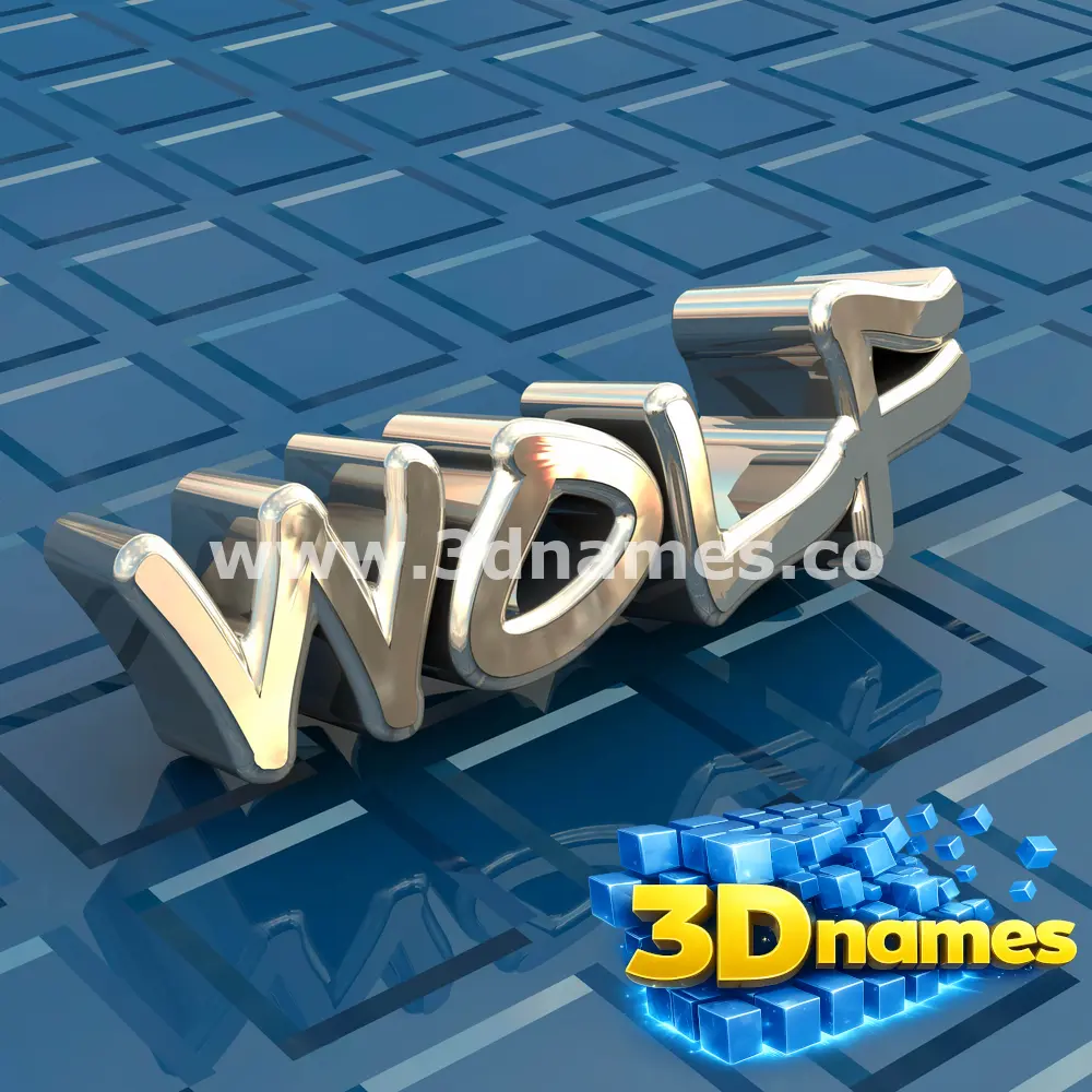 wolf in Blue Bling style - 3D name wallpaper