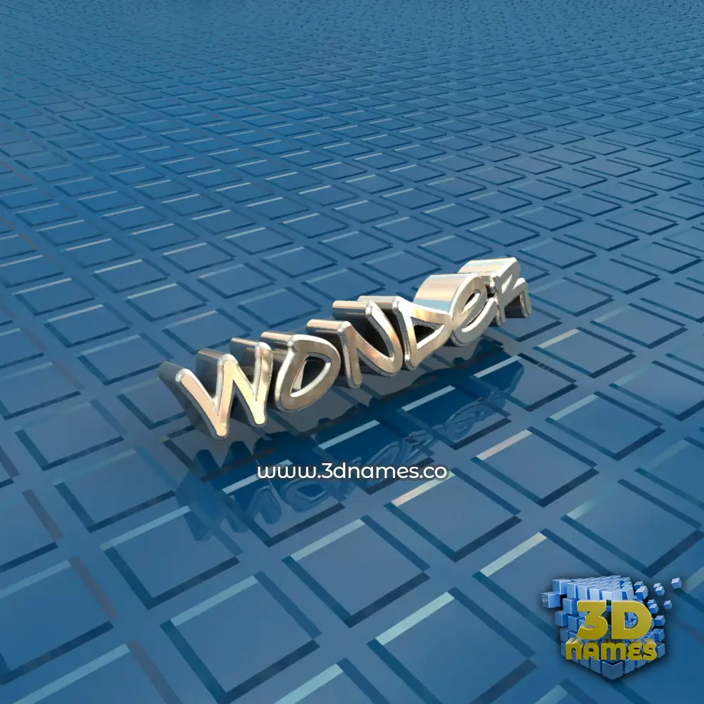 wonder in Blue Bling style - 3D name wallpaper