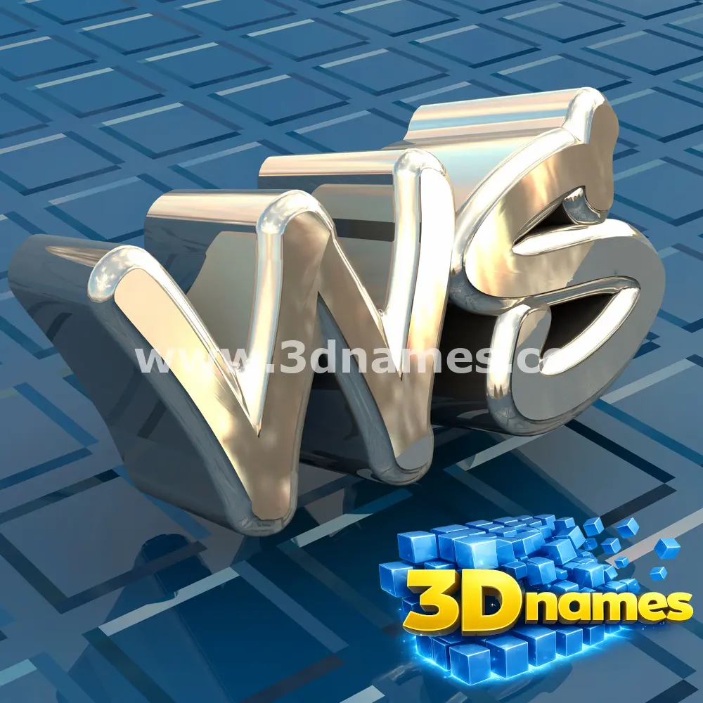 ws in Blue Bling style - 3D name wallpaper