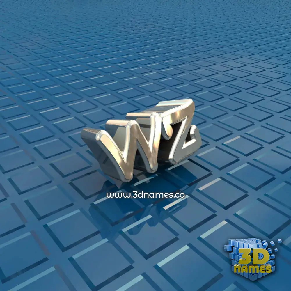 wz in Blue Bling style - 3D name wallpaper