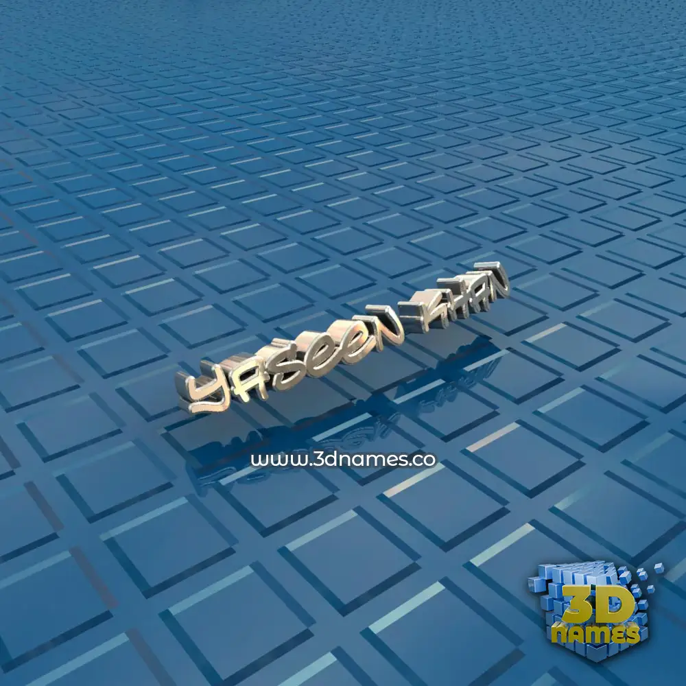 yaseen khan in Blue Bling style - 3D name wallpaper