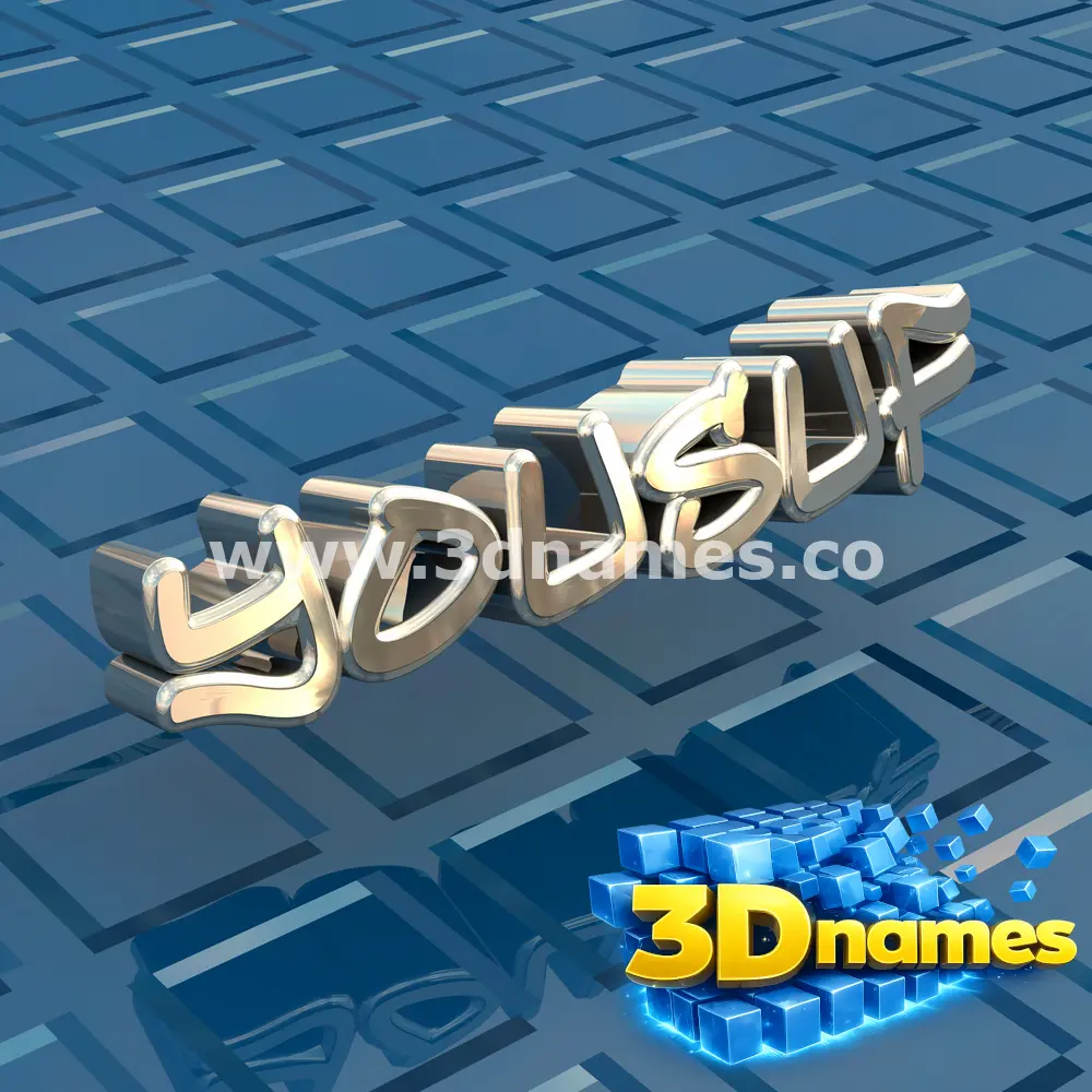 yousuf in Blue Bling style - 3D name wallpaper