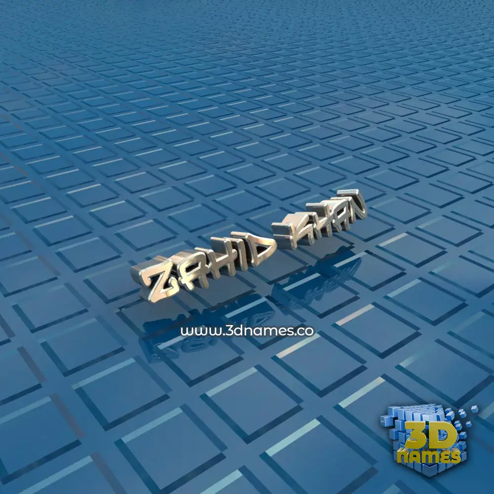 zahid khan in Blue Bling style - 3D name wallpaper