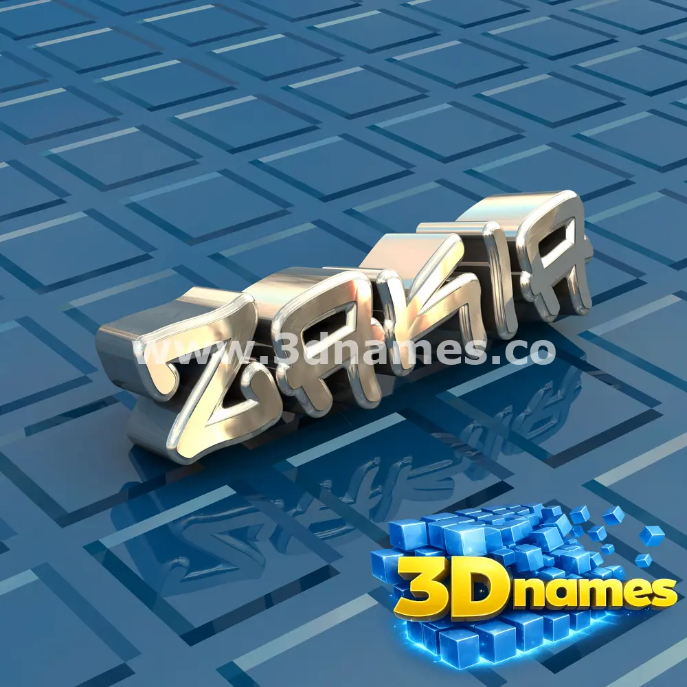 zakia in Blue Bling style - 3D name wallpaper