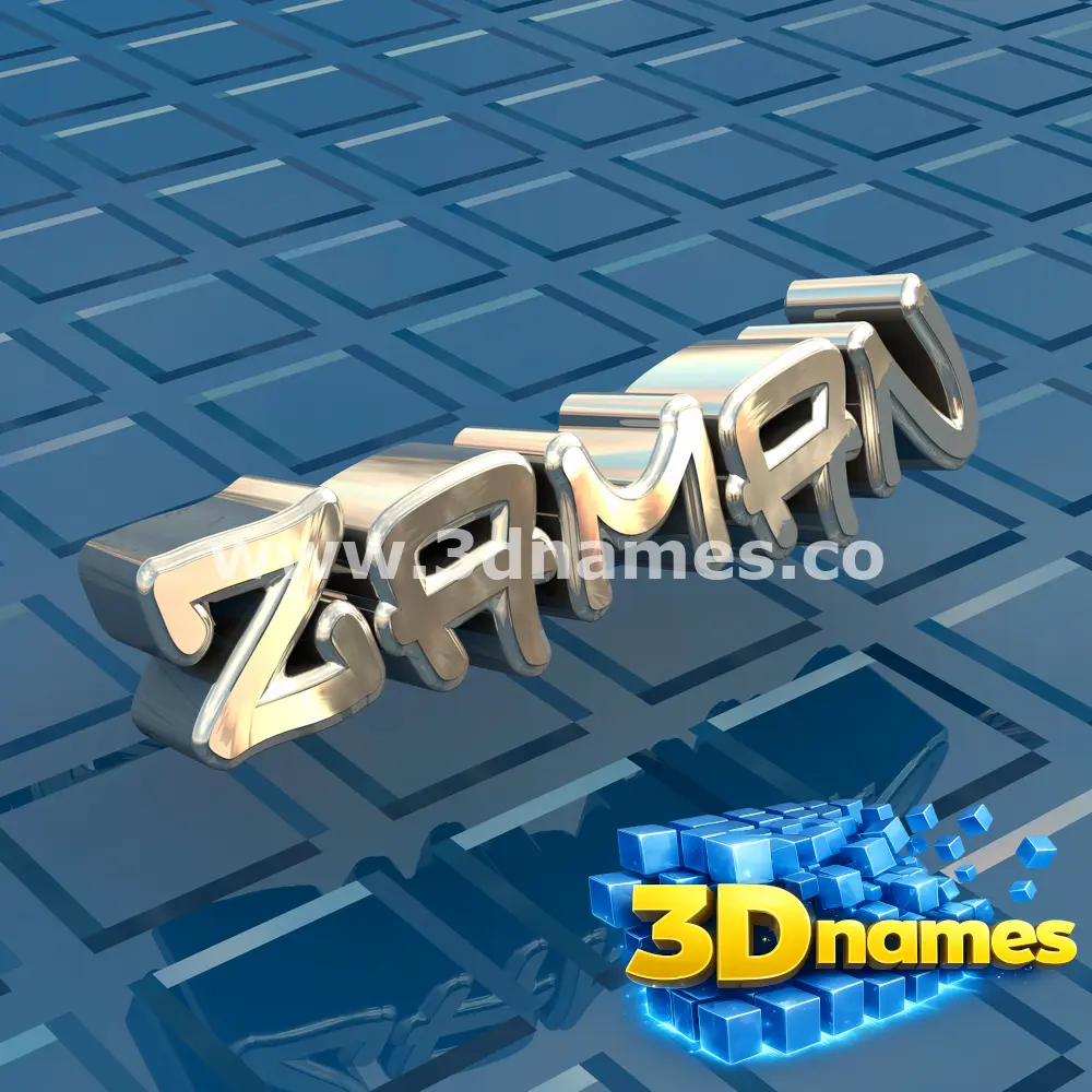 zaman in Blue Bling style - 3D name wallpaper