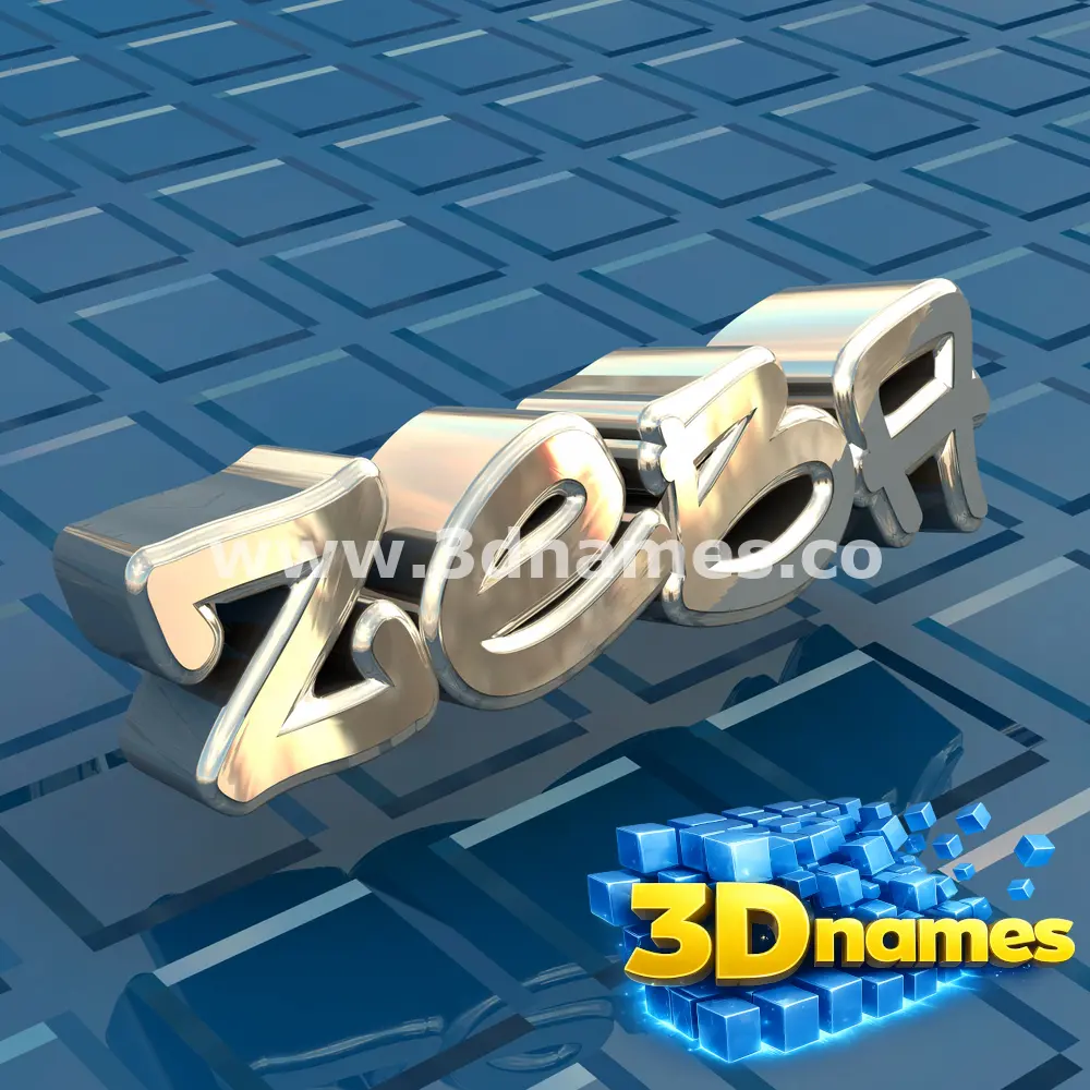 zeba in Blue Bling style - 3D name wallpaper