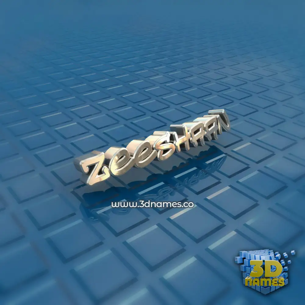 zeeshaan in Blue Bling style - 3D name wallpaper