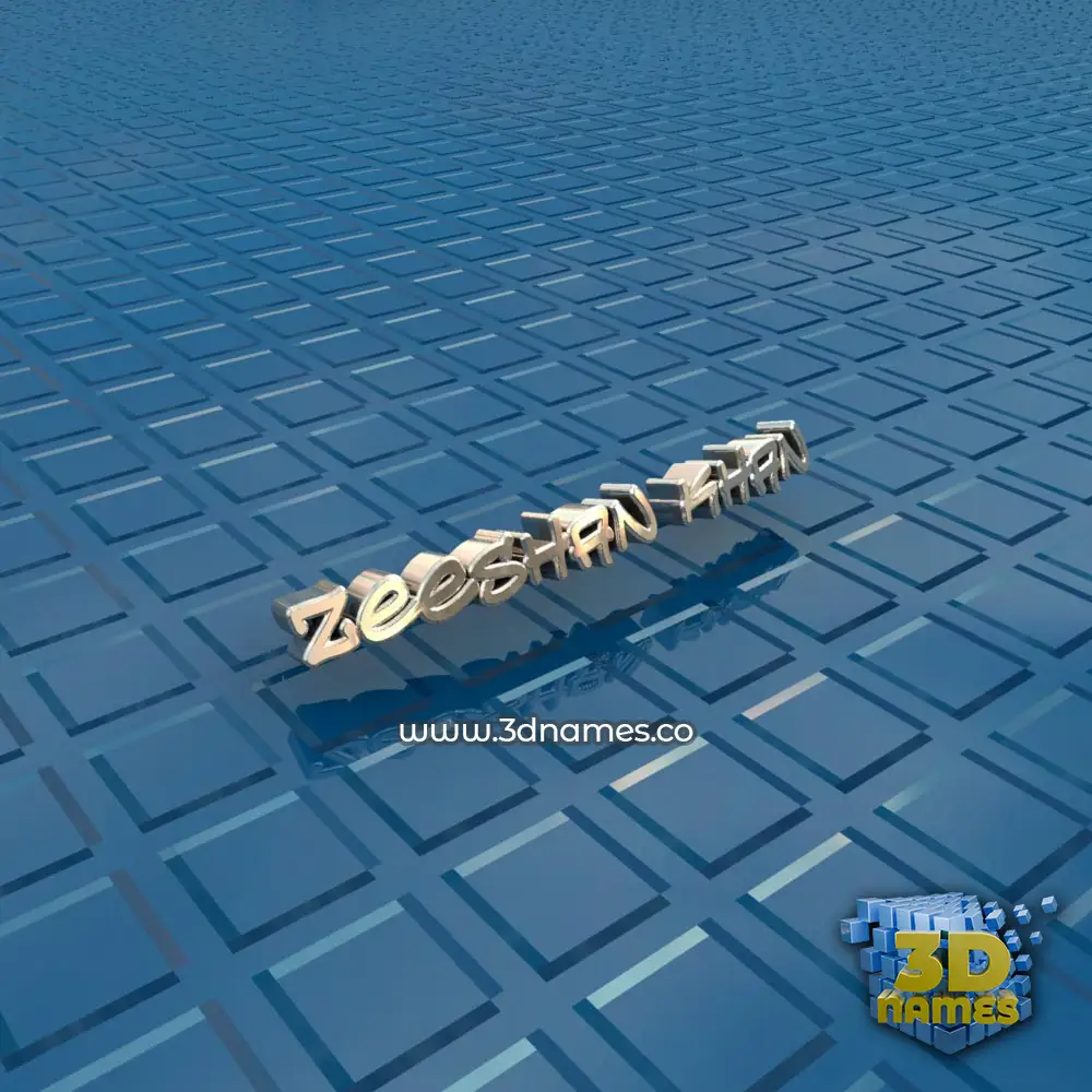 zeeshan khan in Blue Bling style - 3D name wallpaper