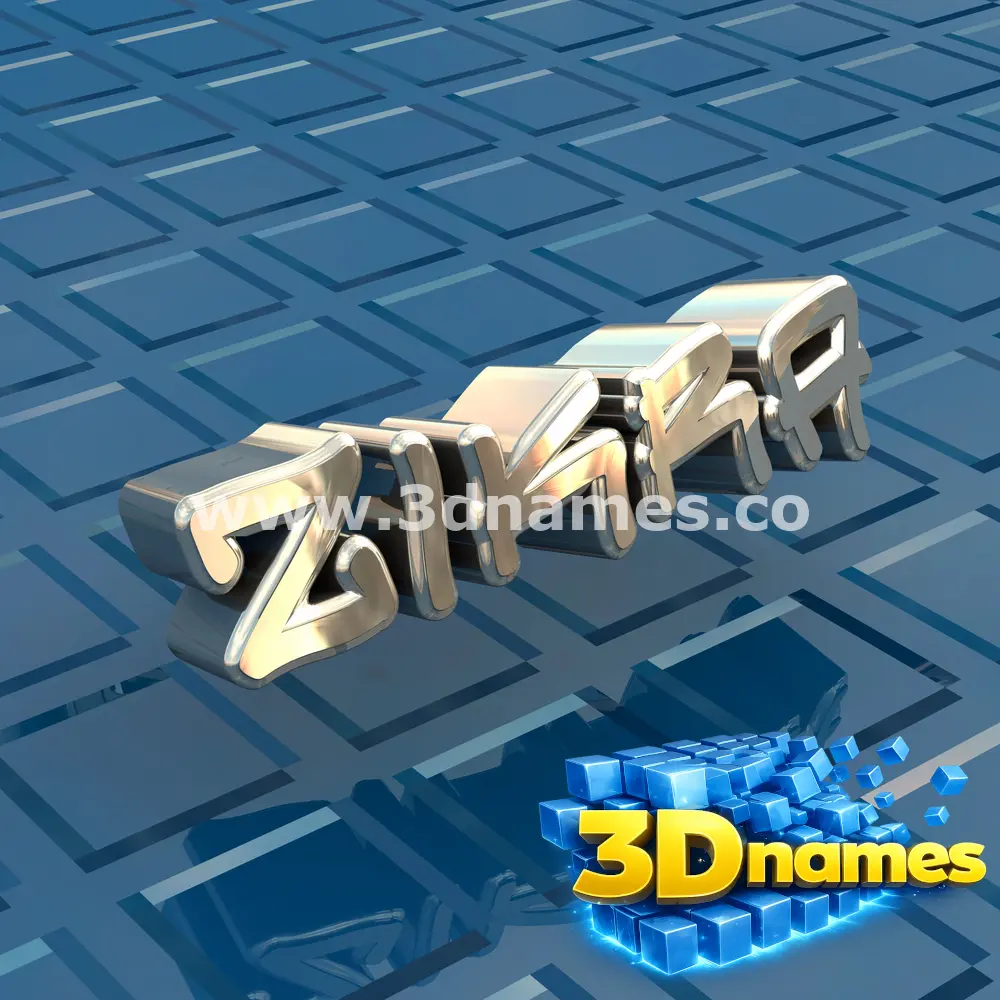 zikra in Blue Bling style - 3D name wallpaper