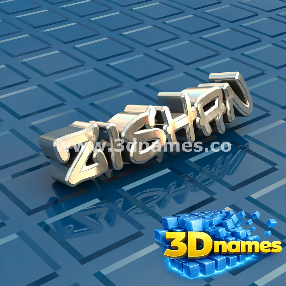 zishan in Blue Bling style - 3D name wallpaper