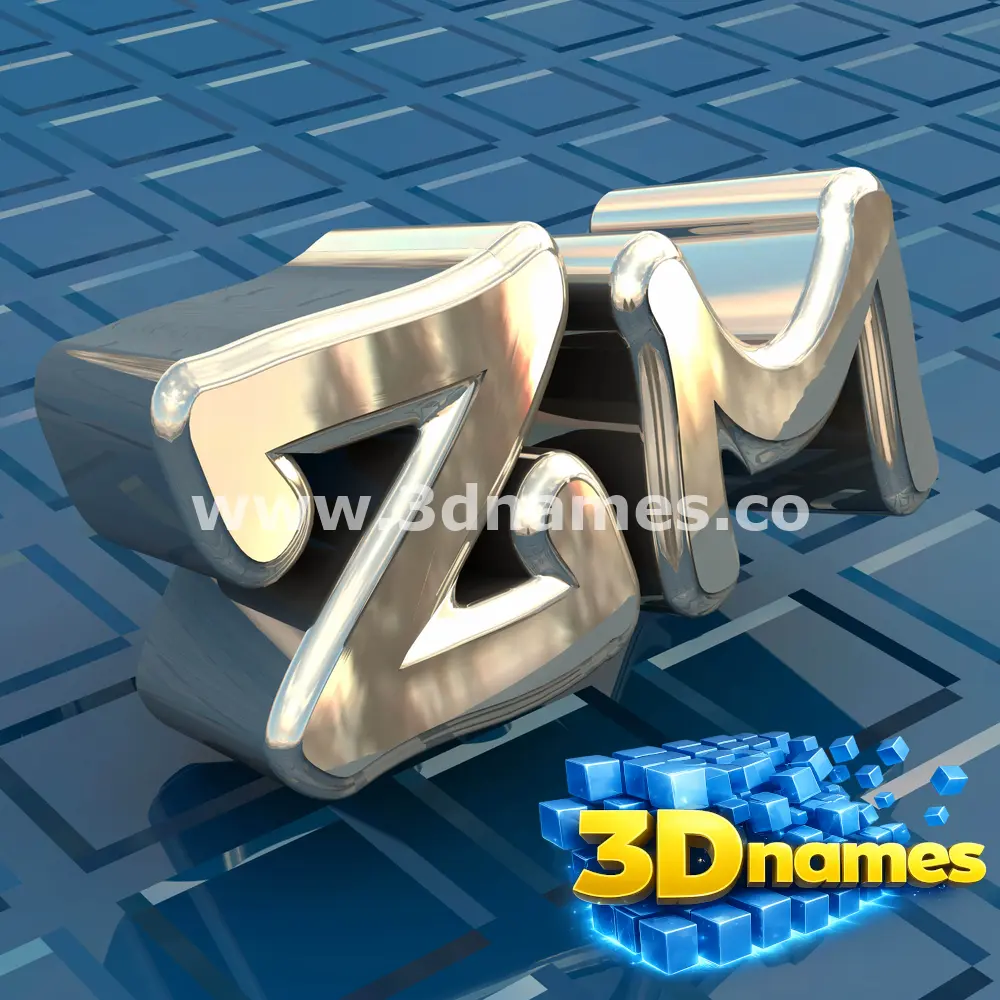 zm in Blue Bling style - 3D name wallpaper