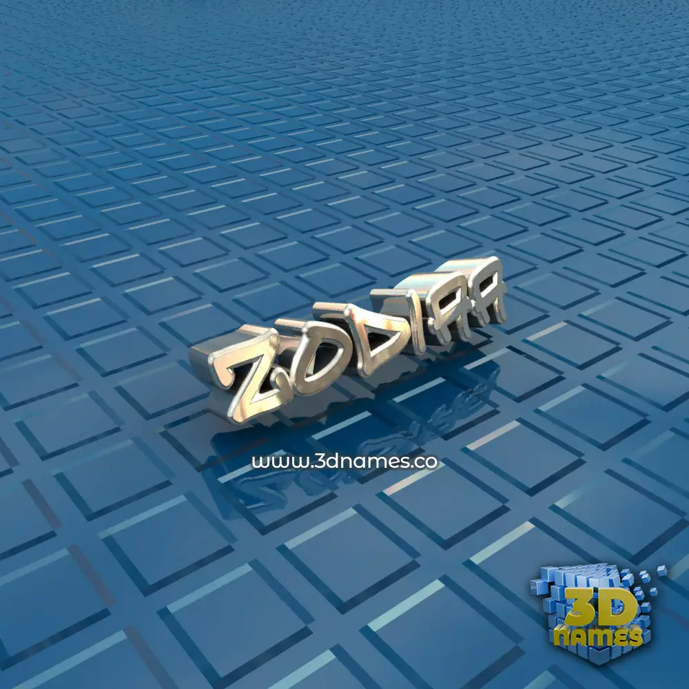 zodiaa in Blue Bling style - 3D name wallpaper