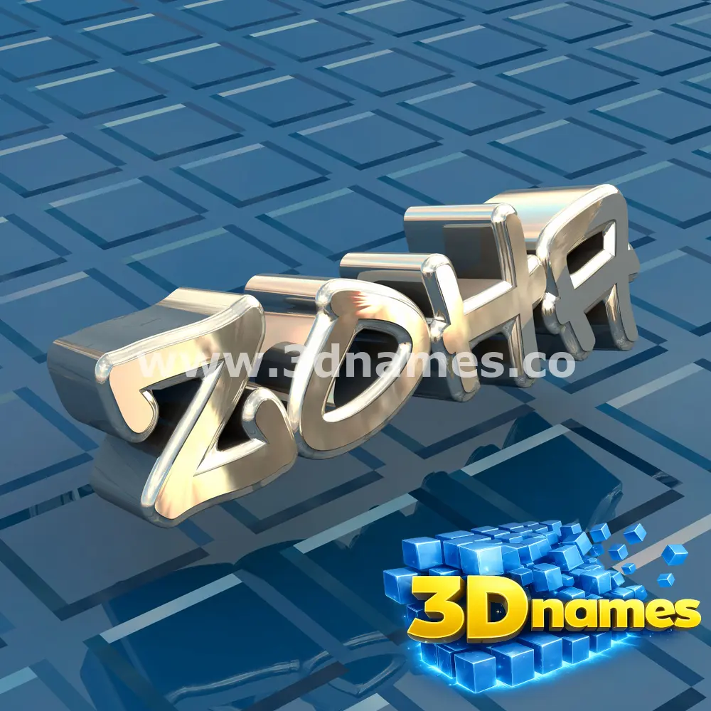 zoha in Blue Bling style - 3D name wallpaper