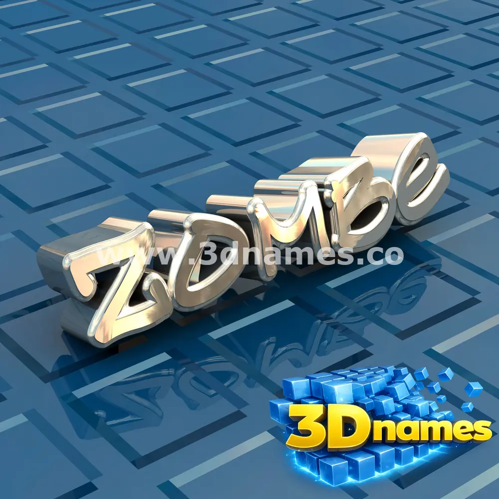 zombe in Blue Bling style - 3D name wallpaper