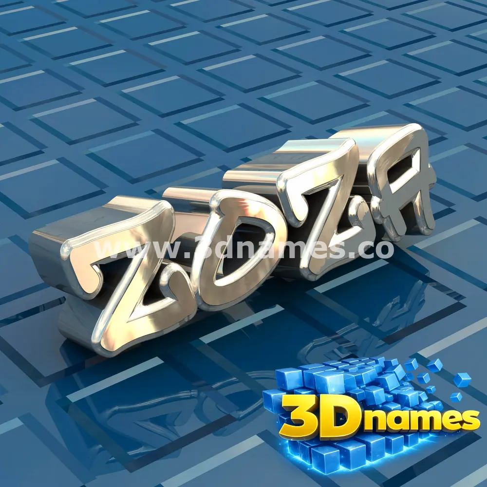 zoza in Blue Bling style - 3D name wallpaper