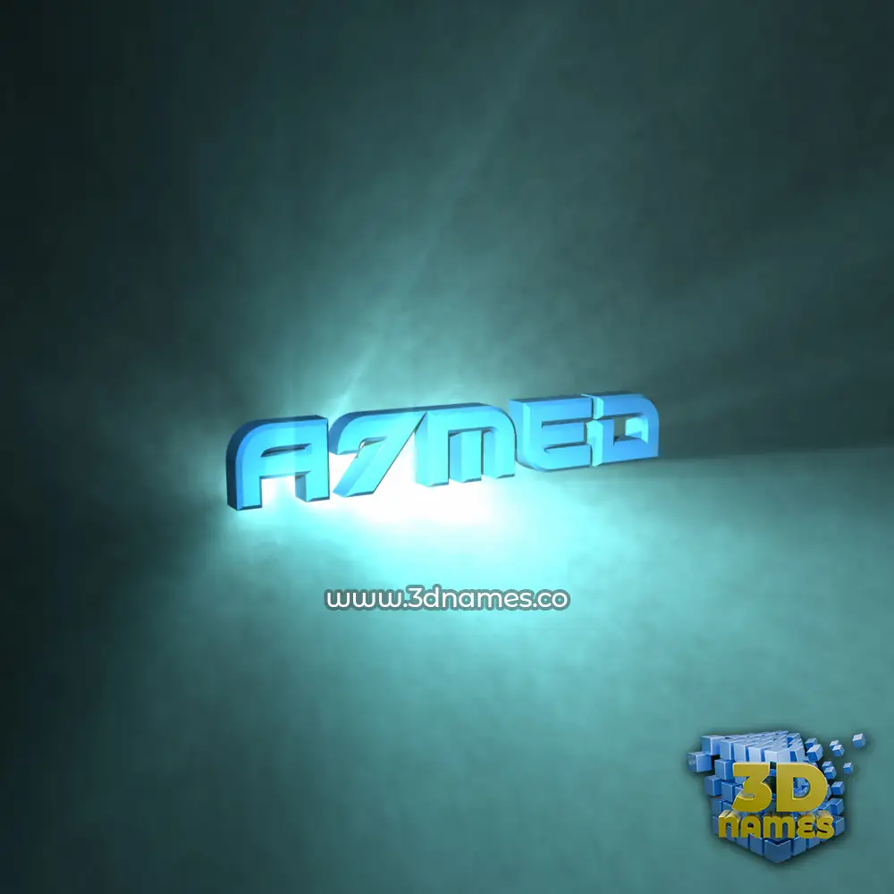a7med in Light Shine style - 3D name wallpaper