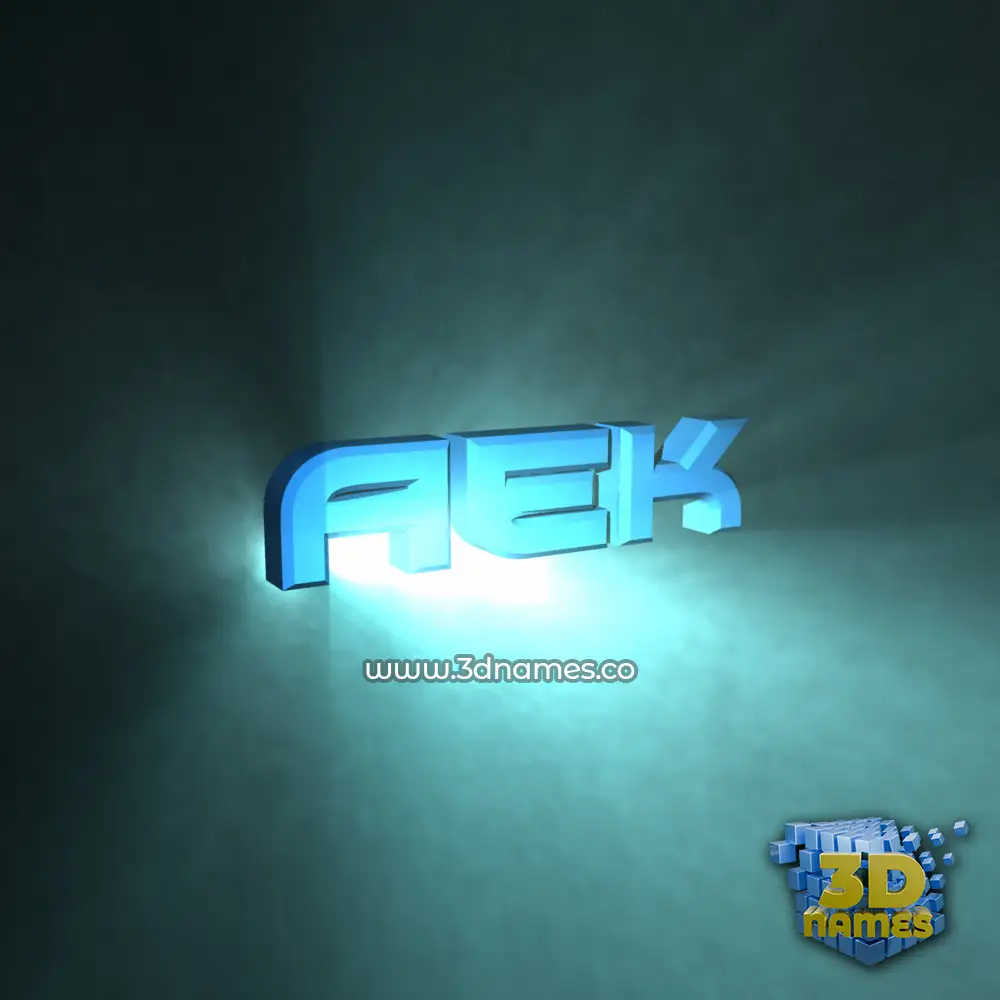aek in Light Shine style - 3D name wallpaper