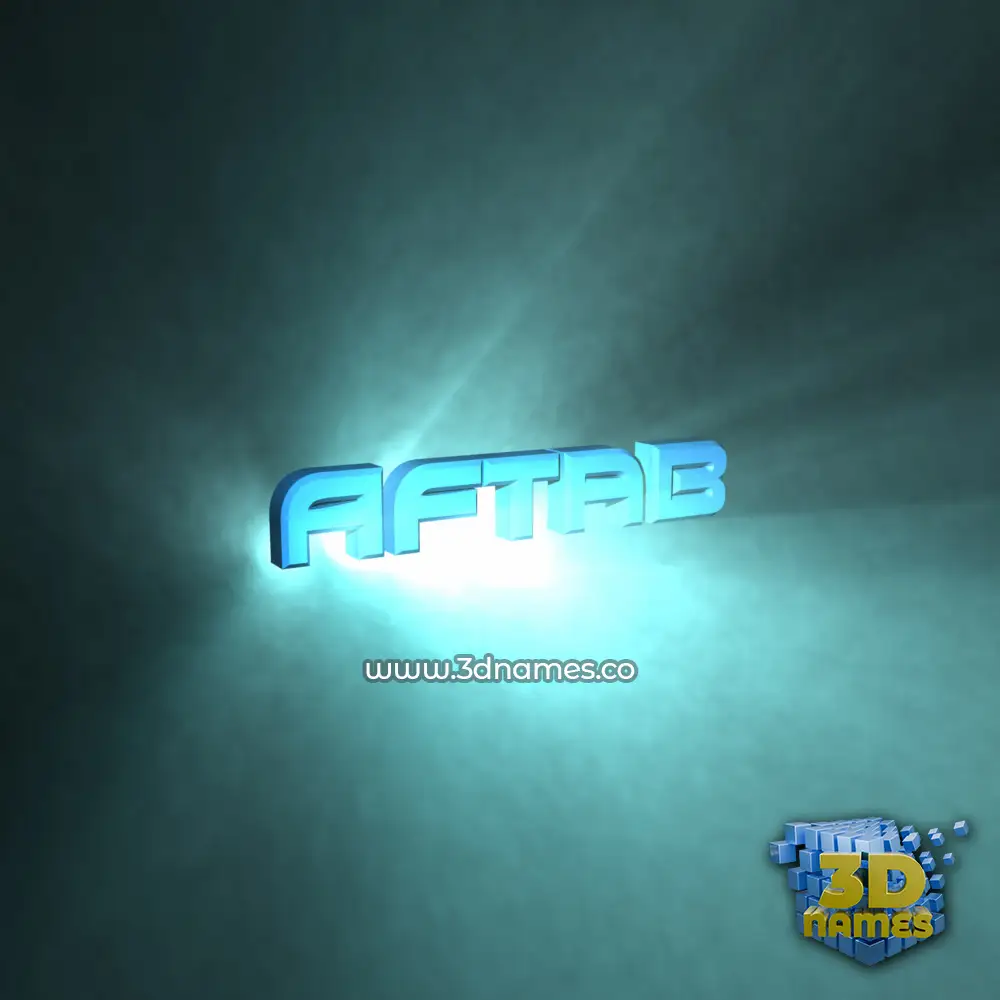 aftab in Light Shine style - 3D name wallpaper