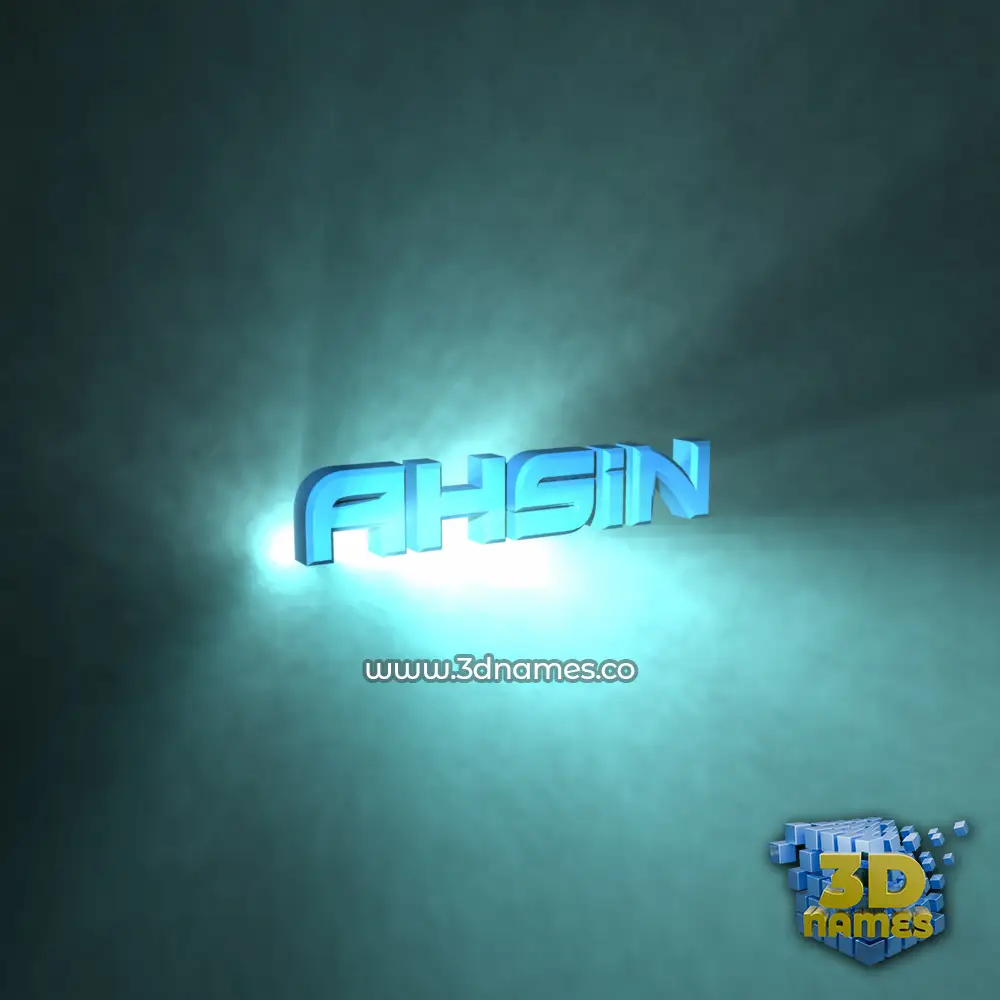 ahsin in Light Shine style - 3D name wallpaper