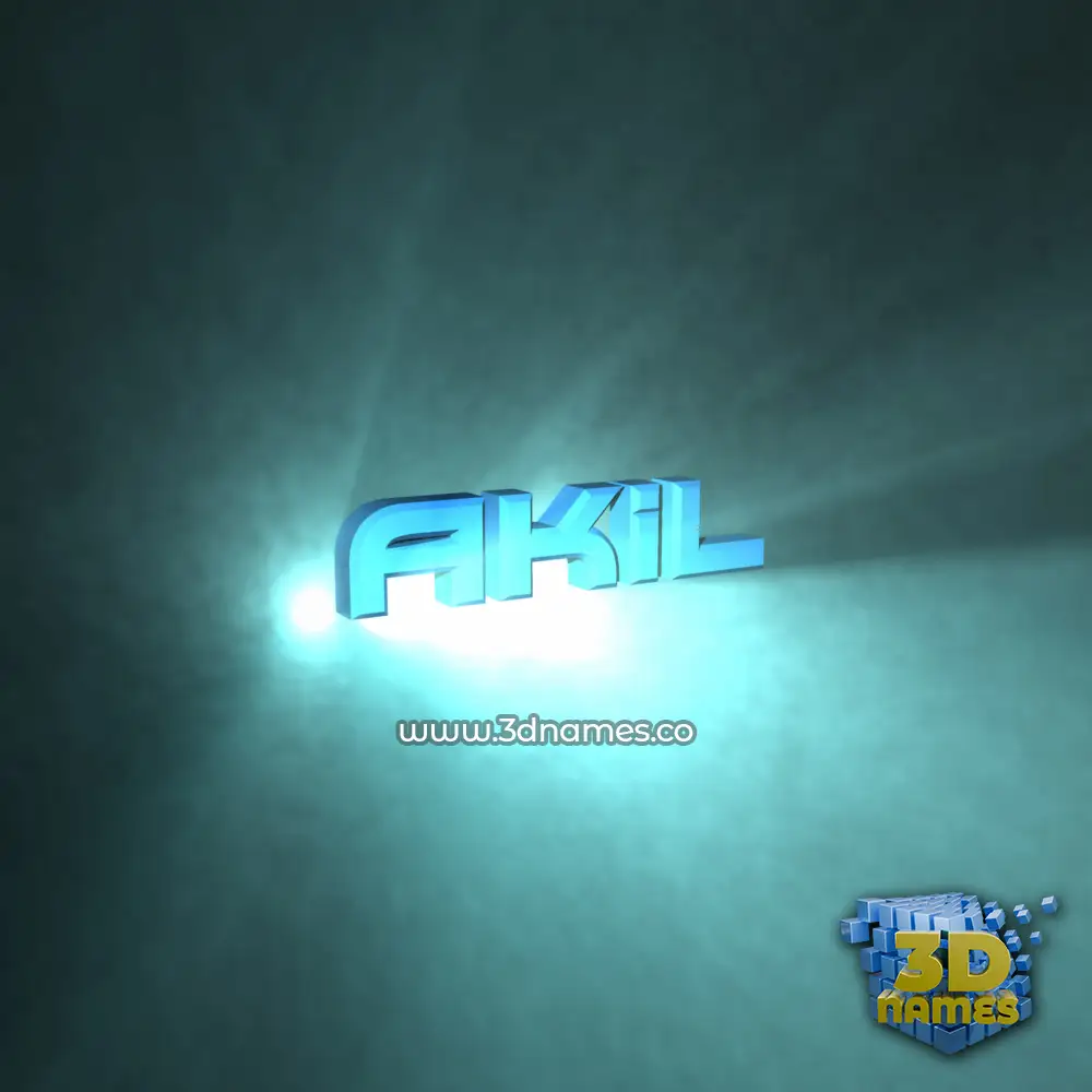 akil in Light Shine style - 3D name wallpaper