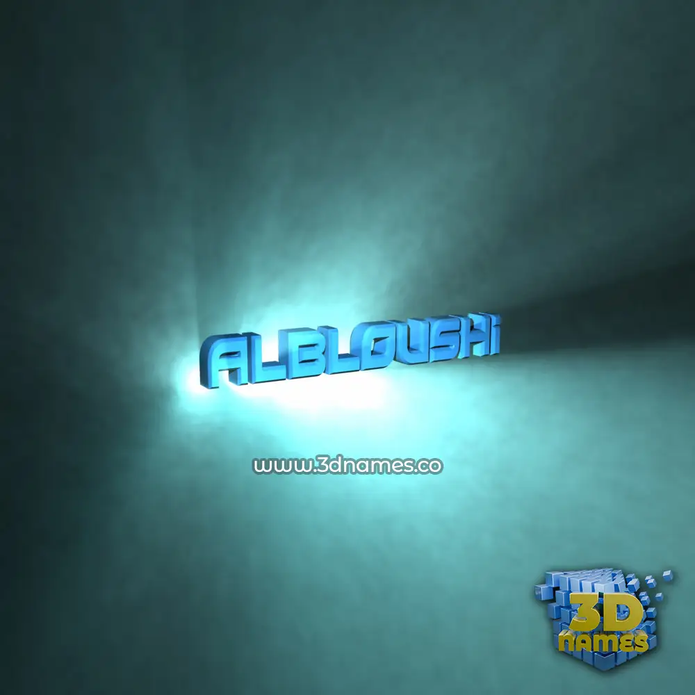 albloushi in Light Shine style - 3D name wallpaper