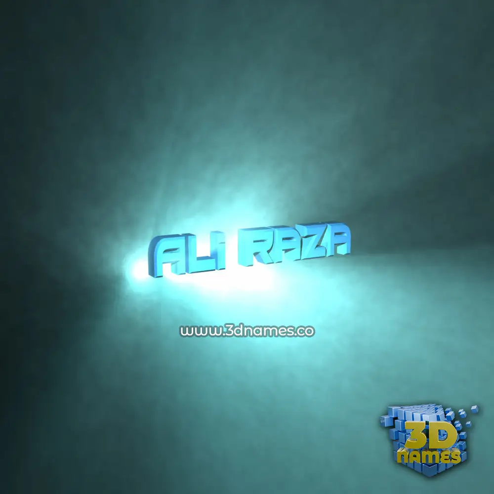 ali raza in Light Shine style - 3D name wallpaper
