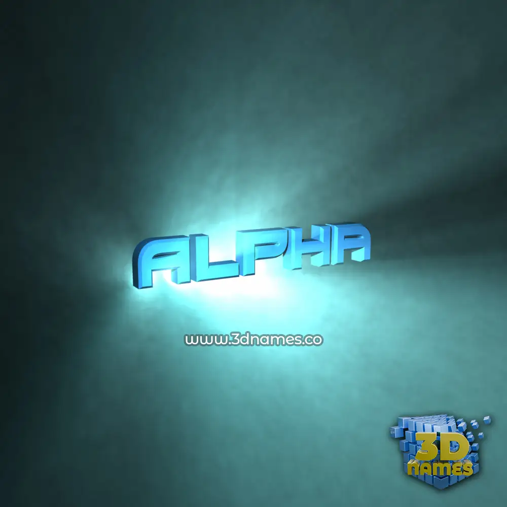 alpha in Light Shine style - 3D name wallpaper