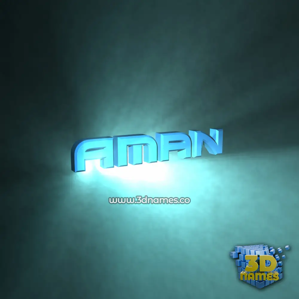 aman in Light Shine style - 3D name wallpaper