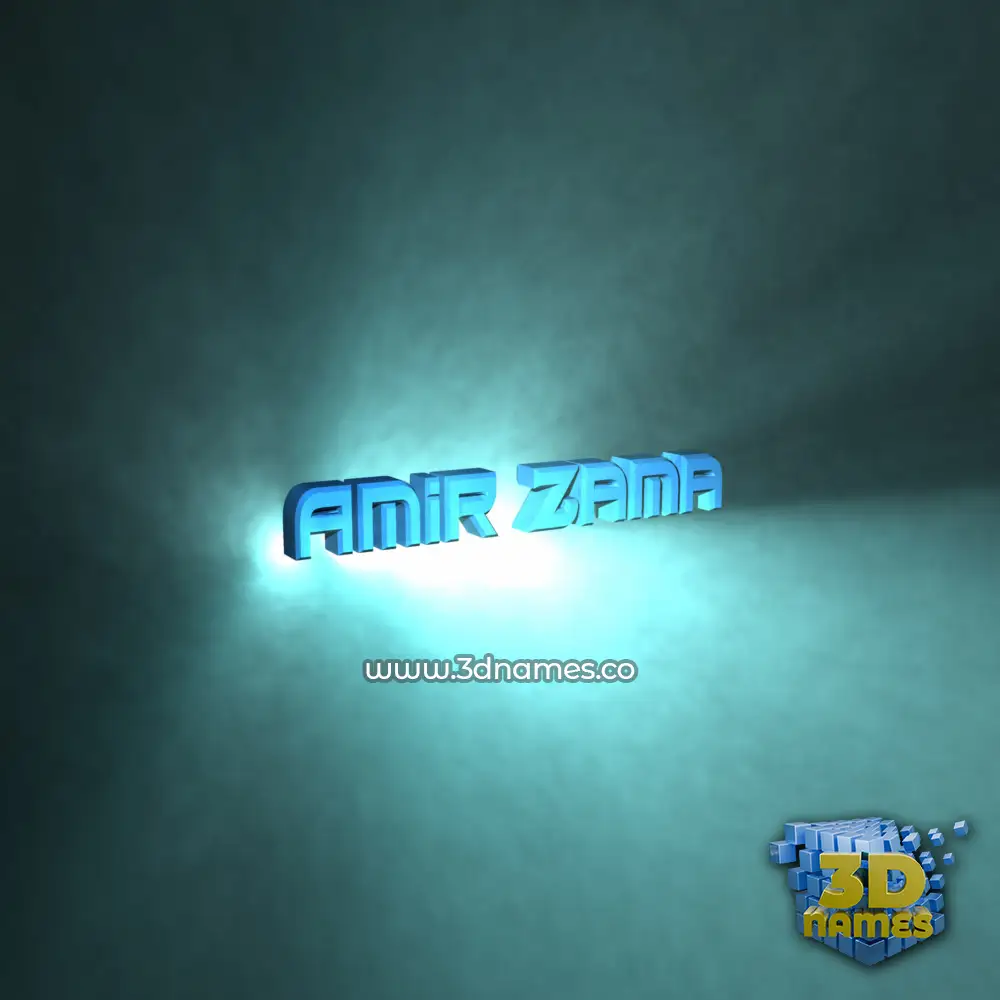 amir zama in Light Shine style - 3D name wallpaper