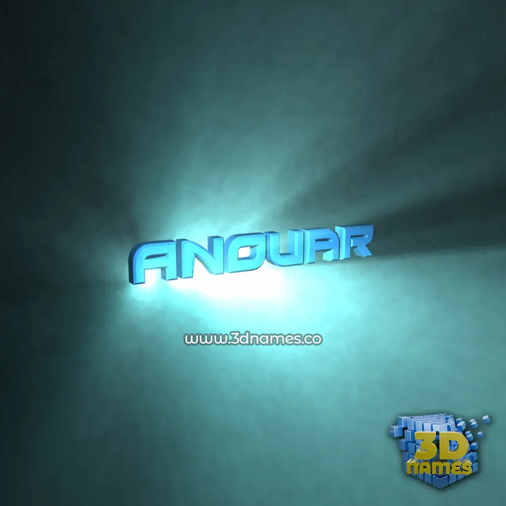anouar in Light Shine style - 3D name wallpaper