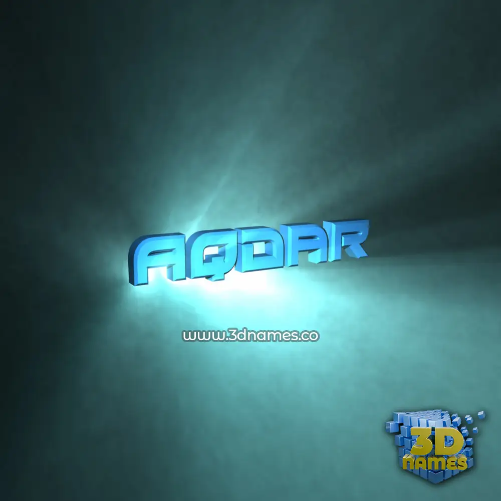 aqdar in Light Shine style - 3D name wallpaper