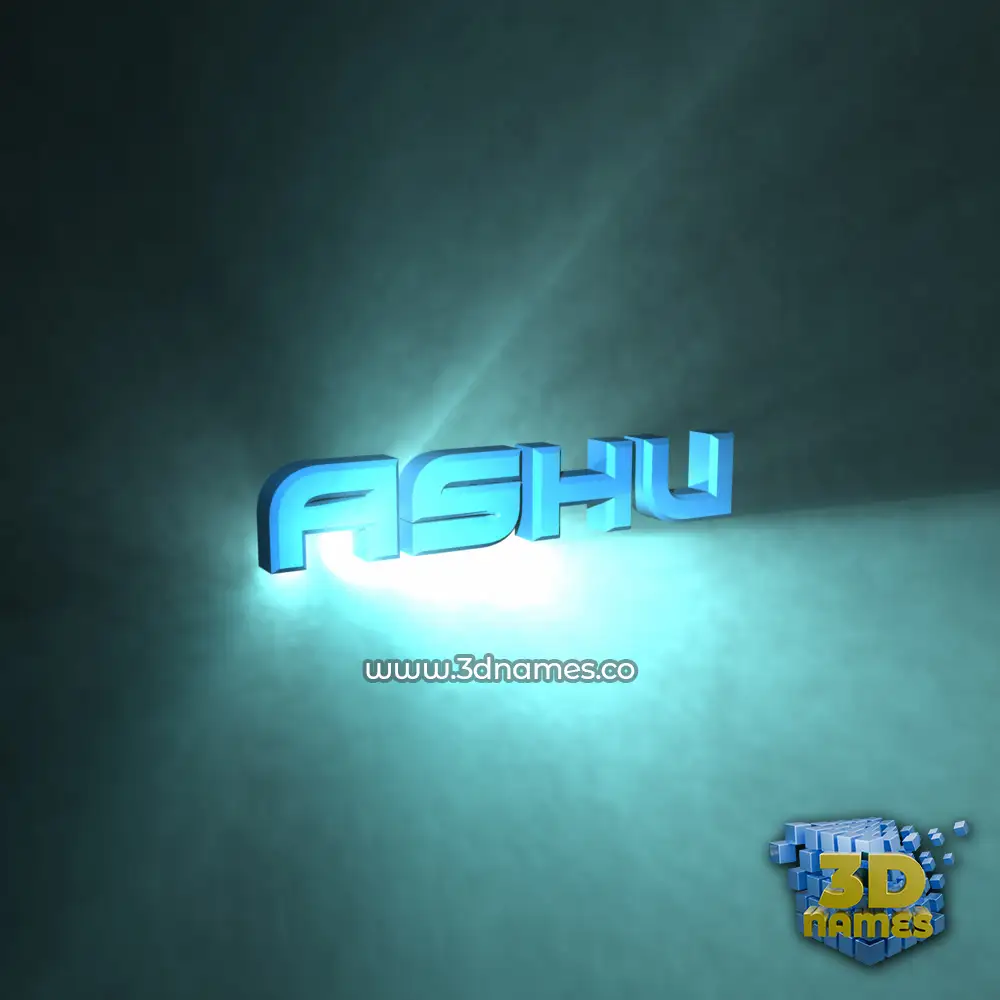 ashu in Light Shine style - 3D name wallpaper