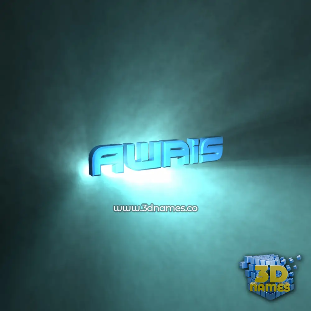awais in Light Shine style - 3D name wallpaper