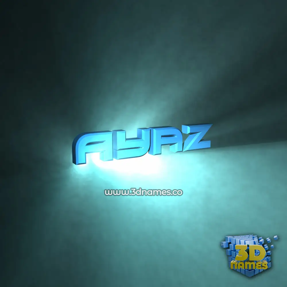 ayaz in Light Shine style - 3D name wallpaper