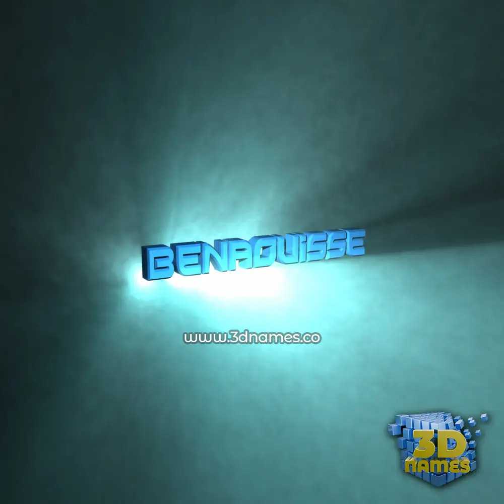 benaouisse in Light Shine style - 3D name wallpaper