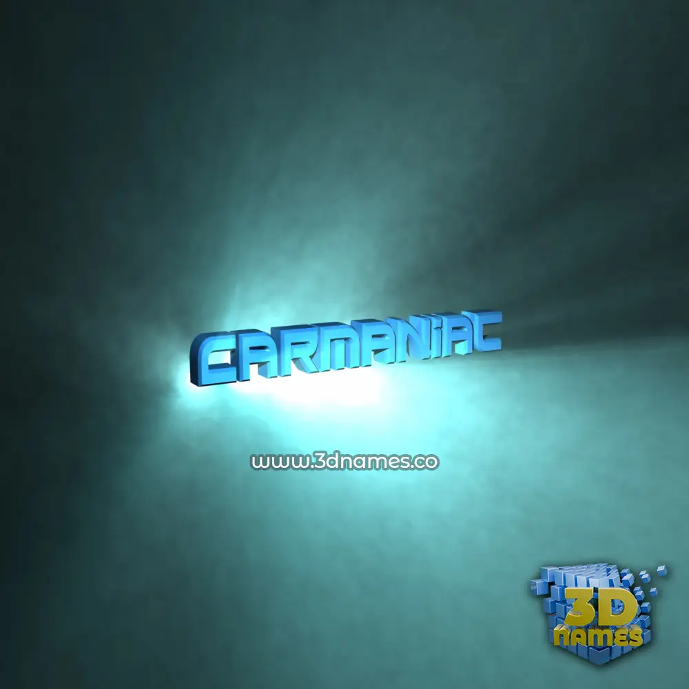 carmaniac in Light Shine style - 3D name wallpaper