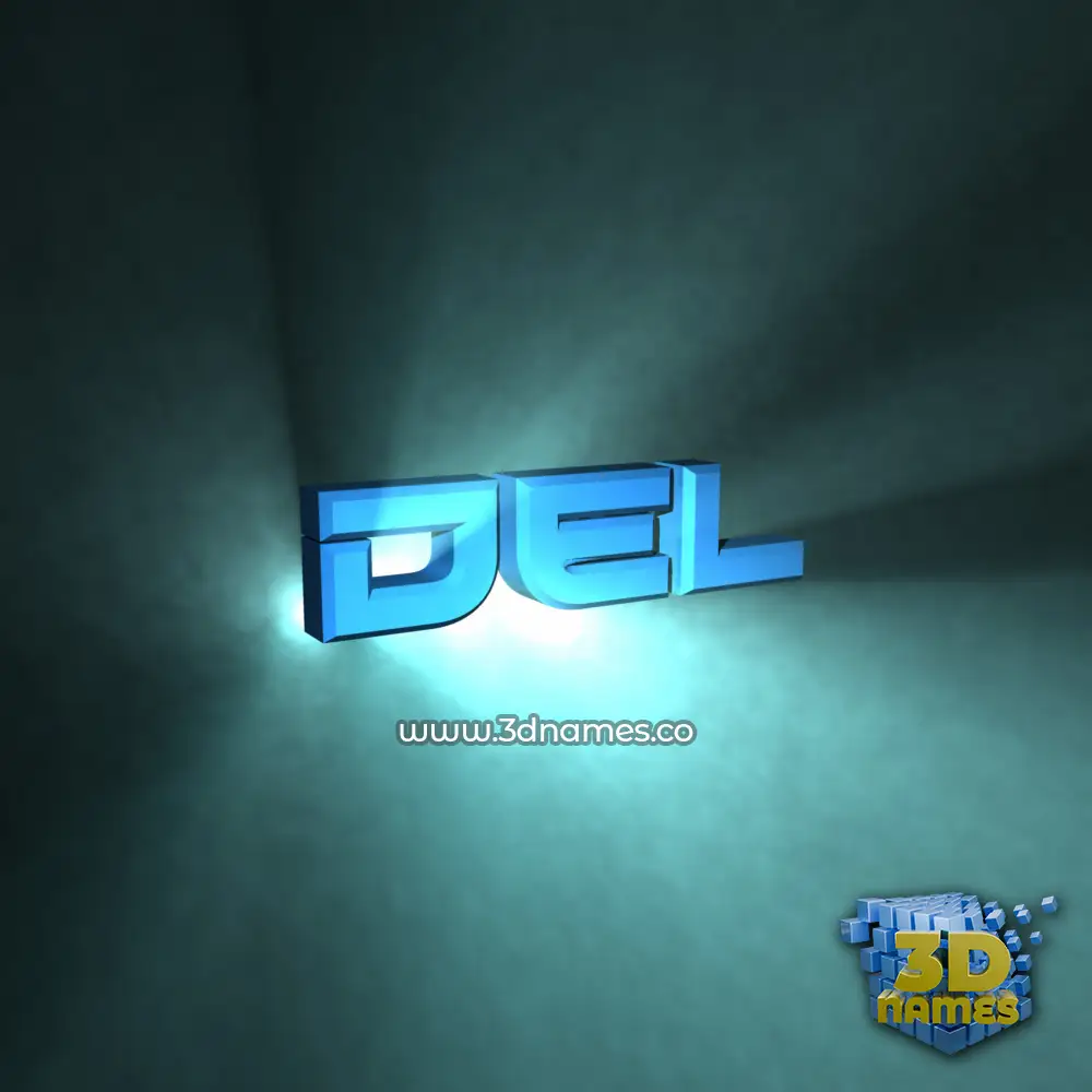del in Light Shine style - 3D name wallpaper