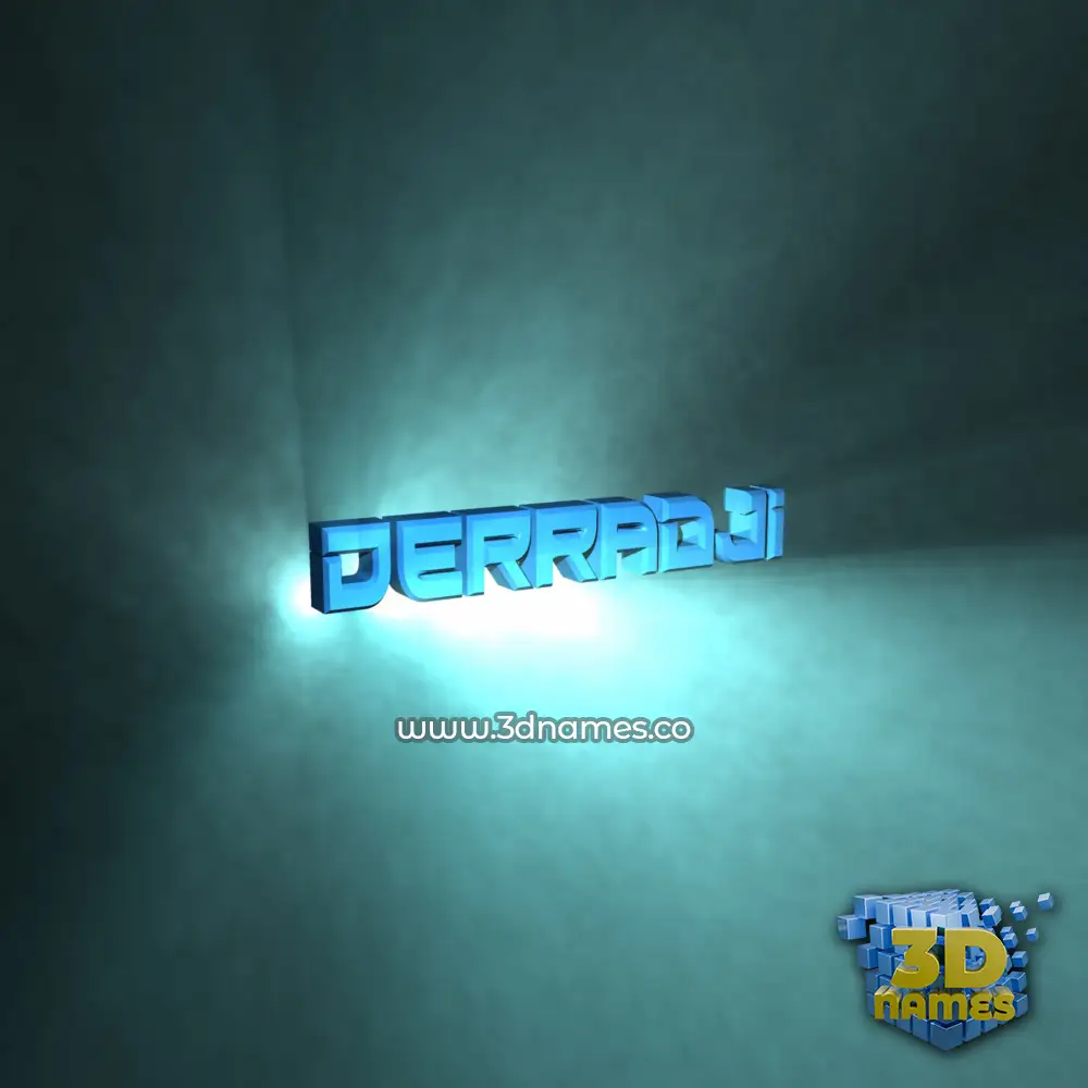 derradji in Light Shine style - 3D name wallpaper